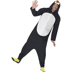 Smiffy's Adult Men's Penguin Costume, Hooded All in One, Party Animals, Serious Fun, Size M, 23632