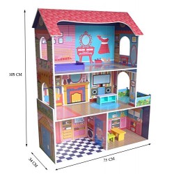 Kiddi Style Wooden Large Supreme Tall Town Doll House with Furniture