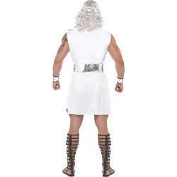 Smiffy's Adult Men's Zeus Costume, Toga, Belt, Headband, Arm Cuffs and Lightning Bolt, Legends, Serious Fun, Size
