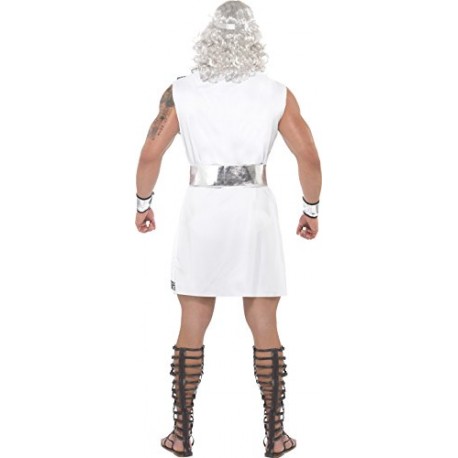 Smiffy's Adult Men's Zeus Costume, Toga, Belt, Headband, Arm Cuffs and Lightning Bolt, Legends, Serious Fun, Size