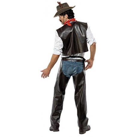 Smiffy's Men's Village People Cowboy Costume, Vest, Chaps, Sheriff Badge & Bandana, Colour