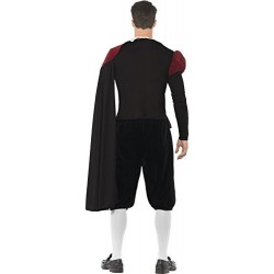 Smiffy's Adult Men's Tudor Lord Deluxe Costume, Top, trousers, Cape and Neck Ruffle, Tales of England, Serious Fun, Size L, 4341