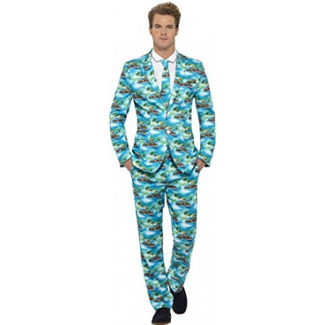 Smiffy's Men's Aloha! Suit, Jacket, Trousers and Tie, Stand Out Suits, Size