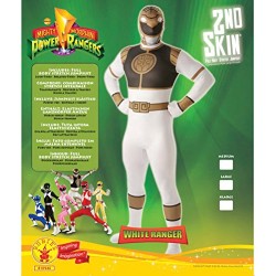 Rubie's Official White Power Ranger Mens Fancy Dress Mighty Morphin 2nd Skin Suit Adults Costume