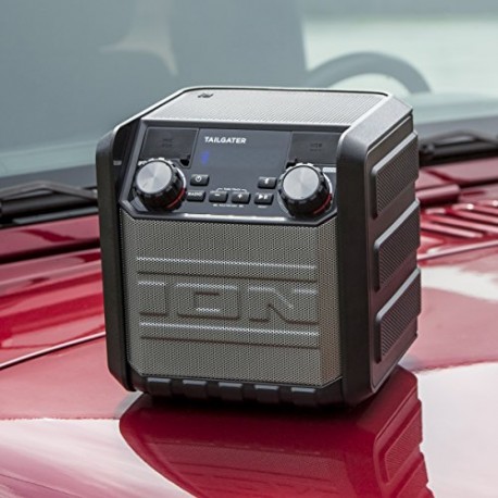 ION Audio Tailgater Go Waterproof Compact Wireless Portable Outdoor Bluetooth Speaker System with Built
