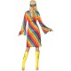 Smiffy's Adult Women's Rainbow Hippie Costume, Dress and Headband, 70's Disco, Serious Fun, Size