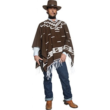 Smiffy's Adult men's Authentic Western Wandering Gunman Costume, Poncho, Vest, Faux Shirt and Neckscarf, Western, Serious Fun, S