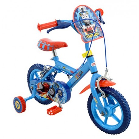 Thomas & Friends Thomas Boys' Kids Bike Blue, 1 inch steel frame, 1 speed fully enclosed printed chainguard removable stabilise
