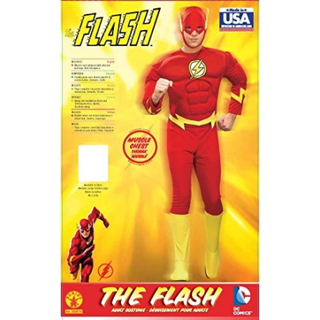 The Flash Superhero Mens Muscle Fancy Dress Adult Costume
