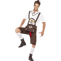 Smiffy's Adult Men's Brad Wurst Costume, Lederhosen, Shirt and Hat, Funny Side, Serious Fun, Size M, 43399