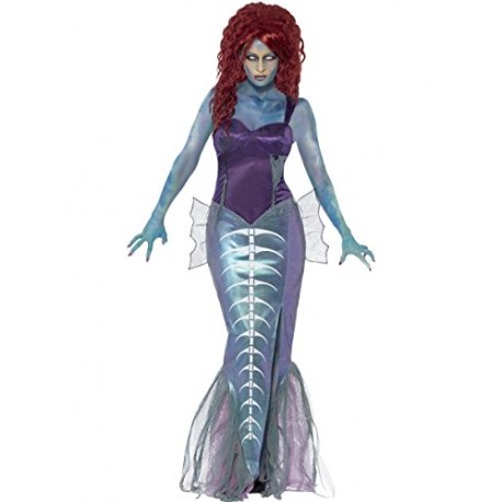 Smiffy's Adult Women's Zombie Mermaid Costume, Top and Fishtail Skirt, Zombie Alley, Halloween, Size S, 44359