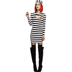 Smiffy's Adult Women's Fever Convict Costume, Dress and Hat, Robbers, Fever, Size 8