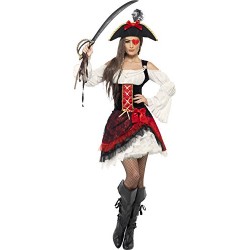 Smiffy's Adult Women's Glamorous Lady Pirate Costume, Dress and Hat, Pirate, Serious Fun, Size