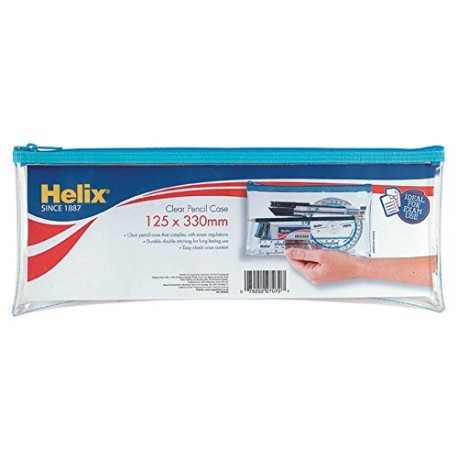 Helix 13 Clear Pencil Case (Pack of 12 in 3 assorted zip colours)