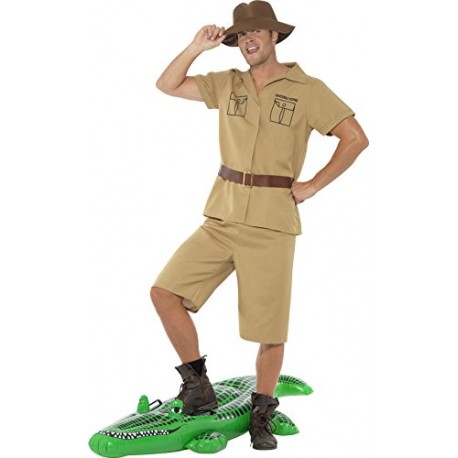 Smiffy's Adult Men's Safari Man Costume, Shirt, Shorts, Belt and Hat, Icons and Idols, Serious Fun, Size M, 41044