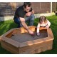 Garden Games 6403 Wooden Childrens Hexagonal Sandpit with Underlay and Sand Pit Cover 1.2 Metre