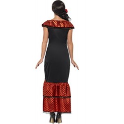 Smiffy's Adult Women's Flamenco Senorita Costume, Dress and Headpiece, Around the World, Serious Fun, Size L, 45514