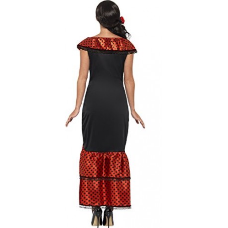 Smiffy's Adult Women's Flamenco Senorita Costume, Dress and Headpiece, Around the World, Serious Fun, Size L, 45514