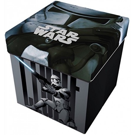Star Licensing Disney Lucas Star Wars Storage Stool with Cushion, Polyester, multicoloured, 32&nbsp;x 32&nbsp;x 32&nbsp;cm
