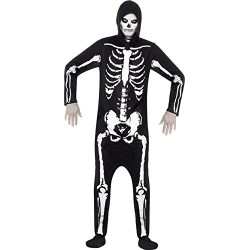 Smiffy's Adult Men's Skeleton Costume, Hooded All in One, Legends of Evil, Halloween, Size L, 25237