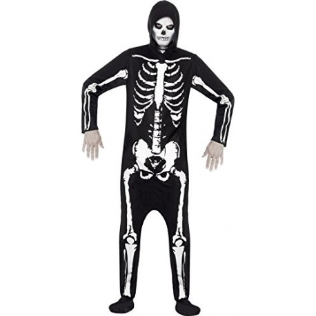 Smiffy's Adult Men's Skeleton Costume, Hooded All in One, Legends of Evil, Halloween, Size L, 25237