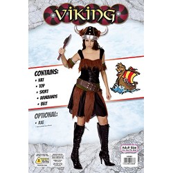Bristol Novelty AC883 Viking Lady Costume, Brown, Size 10
