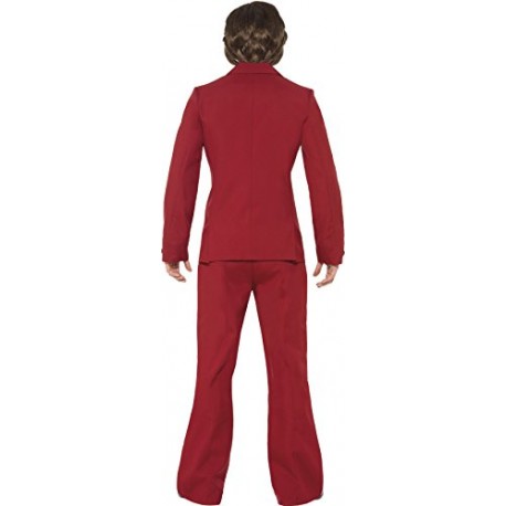 Smiffy's Men's Anchorman Ron Burgundy Costume, Suit, Moustache, Mock Shirt & Tie, Anchorman, Size