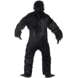 Smiffy's Adult Men's Gorilla Deluxe Costume, Bodysuit with Rubber Chest, Mask, Hands and Feet, Party Animals, Serious Fun, One S