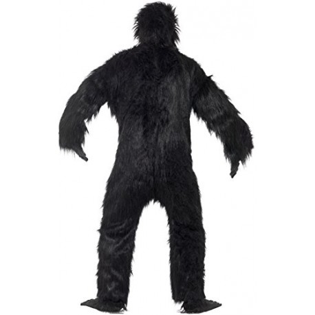 Smiffy's Adult Men's Gorilla Deluxe Costume, Bodysuit with Rubber Chest, Mask, Hands and Feet, Party Animals, Serious Fun, One S