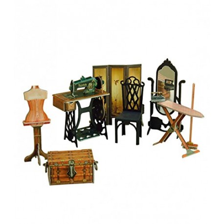 Keranova Keranova269 12.5 x 2 x 11.5 cm Clever Paper Doll House and Furniture Collection Sewing 3D Puzzle