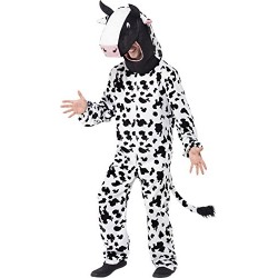 Smiffy's Adult Unisex Cow Costume, Bodysuit and Hood, Party Animals, Serious Fun, One Size, 43810