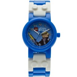 LEGO Star Wars Luke Skywalker Kids Buildable Watch with Link Bracelet and Minifigure | blue/white | plastic | 28mm case diameter