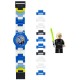 LEGO Star Wars Luke Skywalker Kids Buildable Watch with Link Bracelet and Minifigure | blue/white | plastic | 28mm case diameter