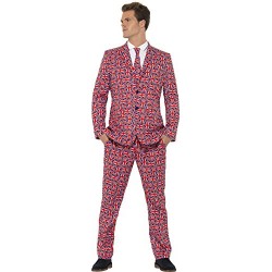 Smiffy's Adult Men's Union Suit, Jacket, trousers and Tie, Stand out Suits, Serious Fun, Size XL, 43520