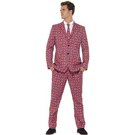 Smiffy's Adult Men's Union Suit, Jacket, trousers and Tie, Stand out Suits, Serious Fun, Size XL, 43520