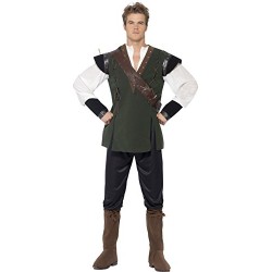 Smiffy's Men's Robin Hood Costume, Pants, Shirt, Belt, Arrow Holder & Boot Covers, Size