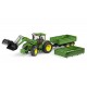 Bruder John Deere with Front Loader and Tandem Axle Tipping Trailer