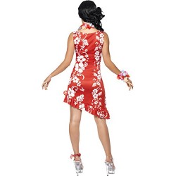 Smiffy's Adult Women's Hawaiian Beauty Costume, Dress, Hairpiece and Anklet, Hawaiian Luau, Serious Fun, Size M, 33043
