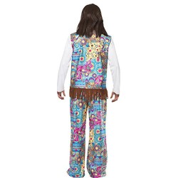 Smiffy's Men's Groovy Hippie Costume, Top, Pants and Headband, Size