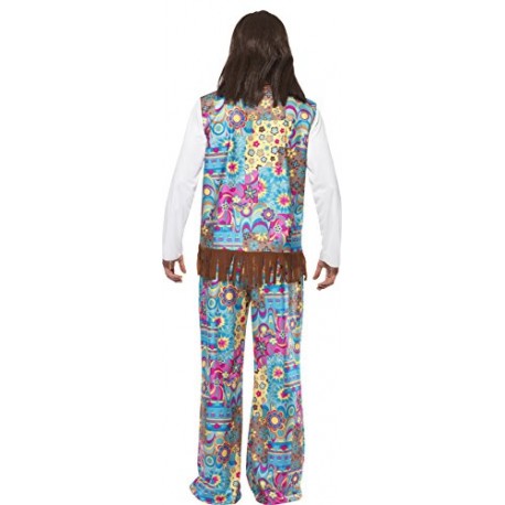 Smiffy's Men's Groovy Hippie Costume, Top, Pants and Headband, Size