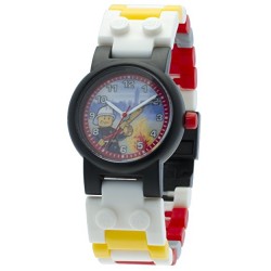 LEGO City Fireman Kids Buildable Watch with Link Bracelet and Minifigure | red/yellow | plastic | 28mm case diameter| analogue q