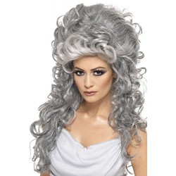 Smiffy's Women's Long and Curly Grey Beehive Wig, One Size, Medeia Witch Beehive Wig, 5020570356845