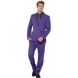 Smiffy's Adult Men's Purple Suit, Stand Out Suits, Jacket, trousers and Tie, Stand out Suits, Serious Fun, Size L, 43527