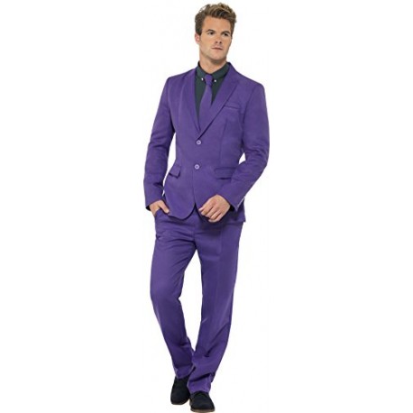 Smiffy's Adult Men's Purple Suit, Stand Out Suits, Jacket, trousers and Tie, Stand out Suits, Serious Fun, Size L, 43527