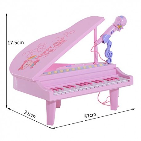 HOMCOM 32 Keys Kids Electronic Keyboard Musical Instrument Toy Educational Game Mini Table Top Piano w/ Stool Microphone Light f