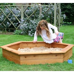 Garden Games 1.5 Meter Hexagonal Wooden Sandpit with Weatherproof Cover and Underlay