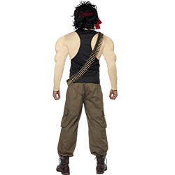 Smiffy's Men's Rambo Costume, Top & Pants, Wig, Scarf, Bullet Belt & Dog Tags, Size