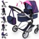 Bayer Design 18154AA City Neo Dolls Pram with Changing Bag, Blue/Pink