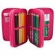 Miss Melody Triple&nbsp;Pocket Filled Pencil Case with Horse Head Appliqué Design