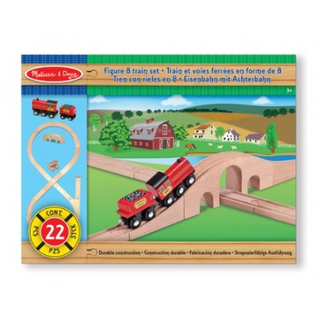 Melissa & Doug Classic Wooden Figure Eight Train Set (22 pcs)